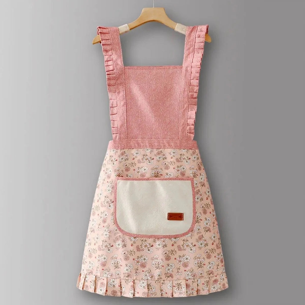 Cute Floral Canvas Apron For Women with Straps