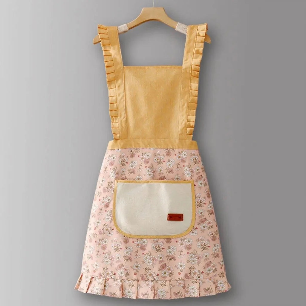 Cute Floral Canvas Apron For Women with Straps