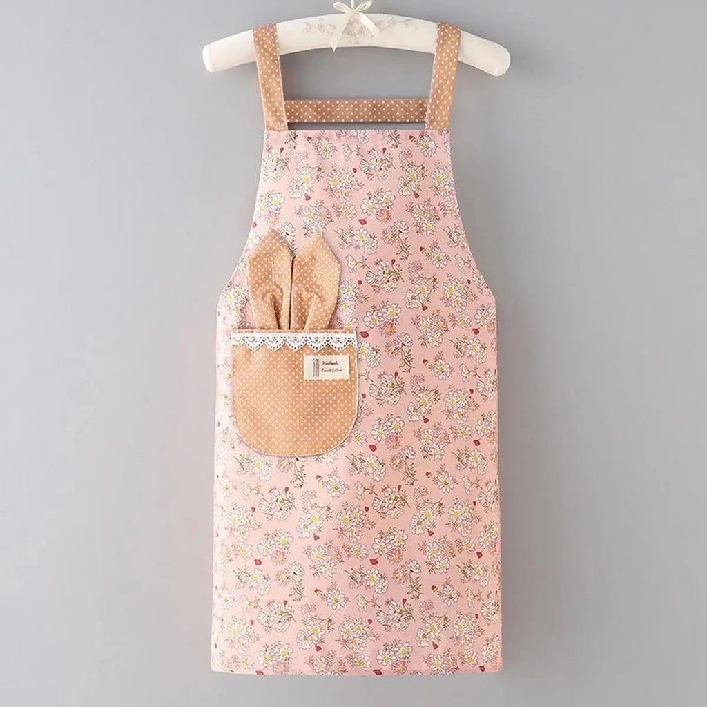 Cute Floral Canvas Bib Aprons with Pockets