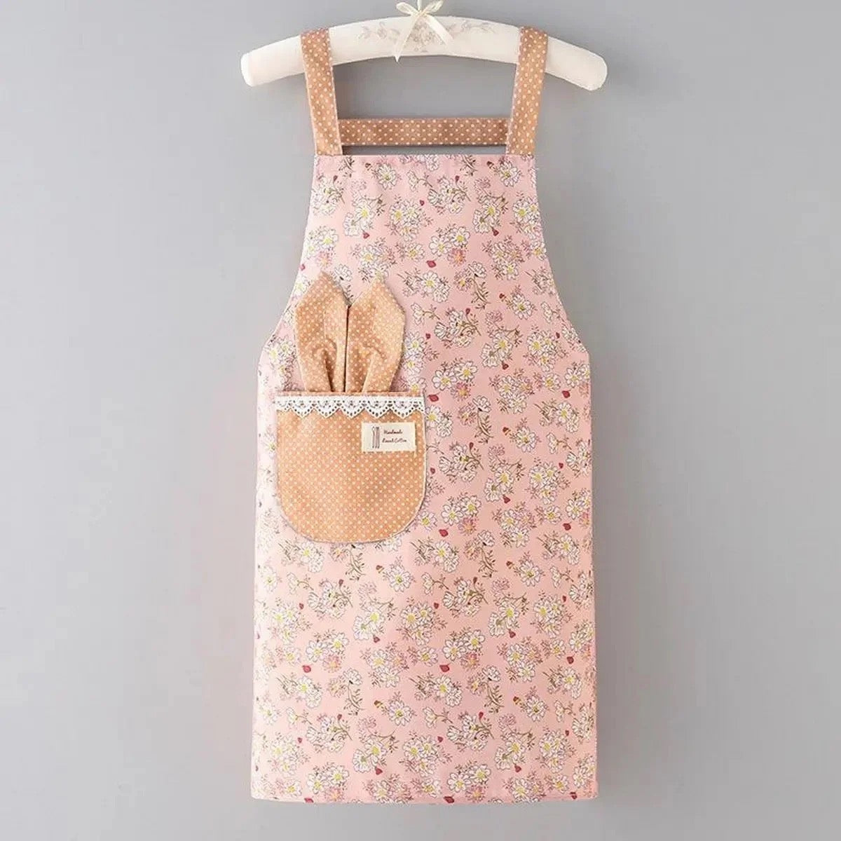 Cute Floral Canvas Bib Aprons with Pockets